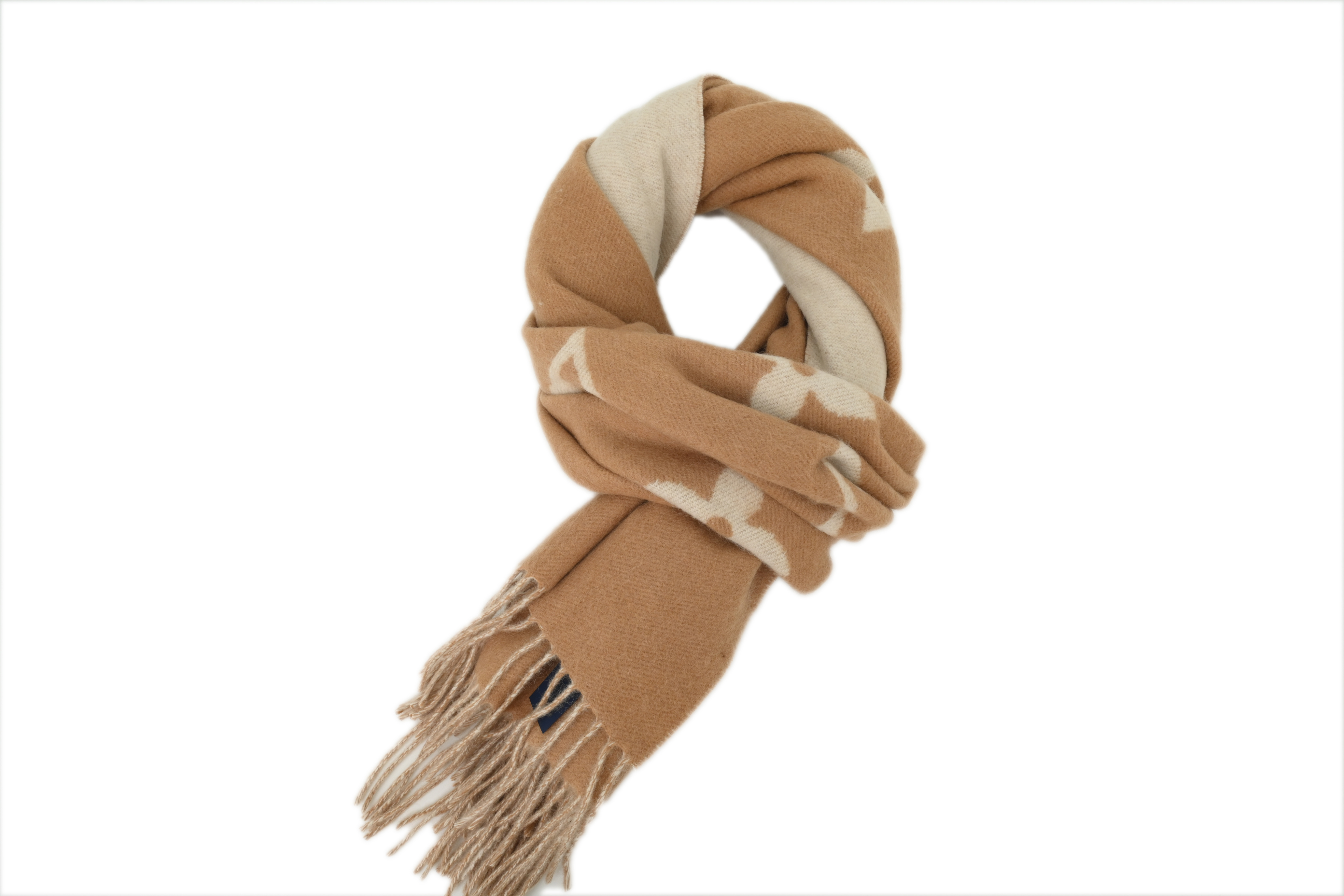 Louis Vuitton suede tassel scarf brown and white