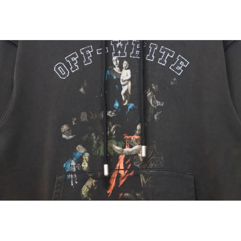 Off-White Graphic Print Cotton Drawstring Hoodie