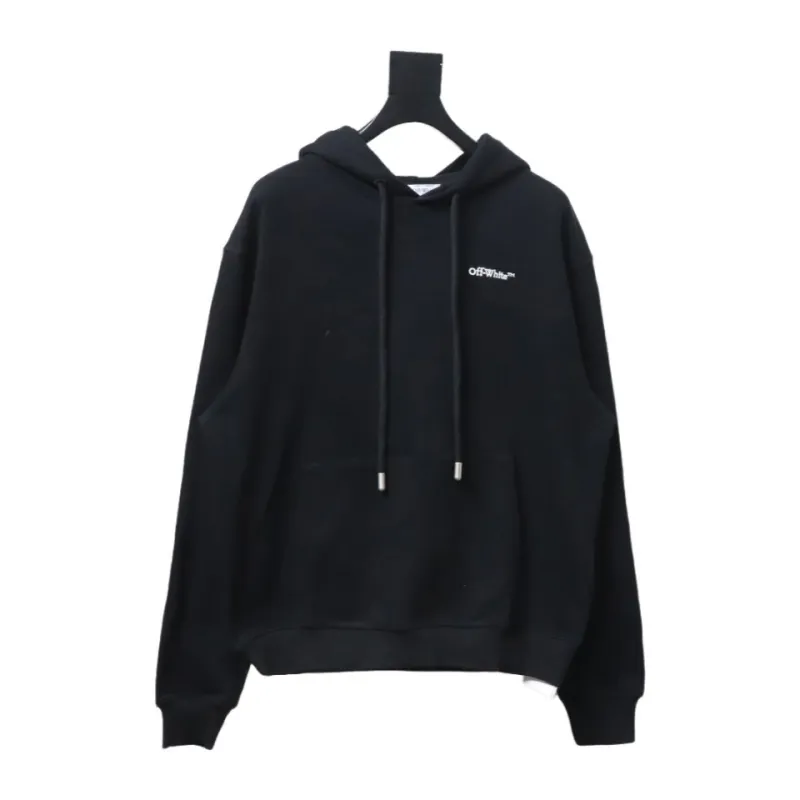 Off-White White Arrow Embroidery Hoodie Black