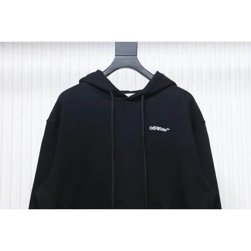 Off-White White Arrow Embroidery Hoodie Black