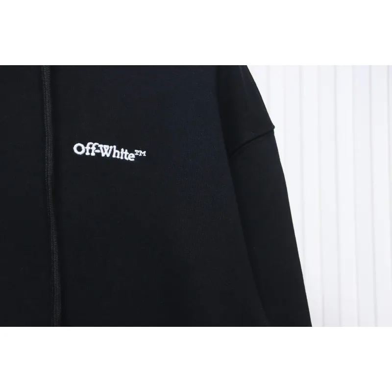 Off-White White Arrow Embroidery Hoodie Black