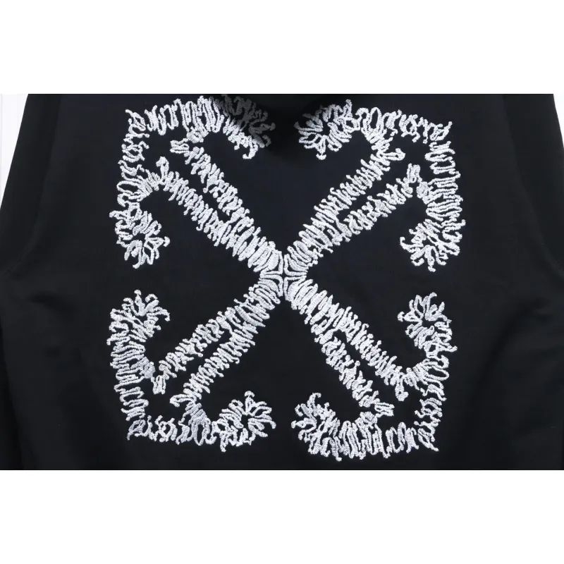 Off-White White Arrow Embroidery Hoodie Black