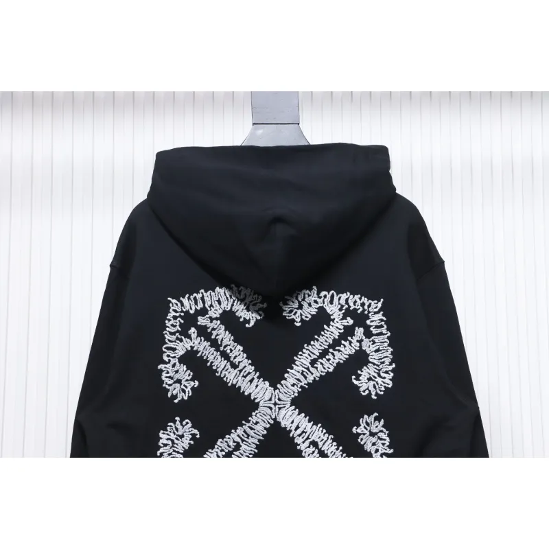 Off-White White Arrow Embroidery Hoodie Black