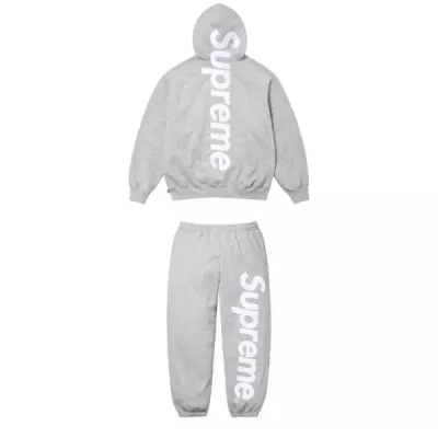 Supreme Satin Appliqué Tracksuit Grey 01