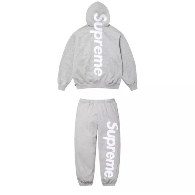 Supreme Satin Appliqué Tracksuit Grey 01
