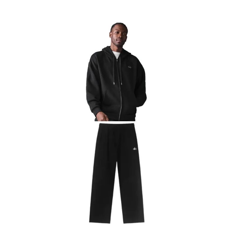 Alo Yoga Accolade Full Zip Hoodie Black + Alo Yoga Sports Pants