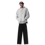 Alo Yoga Accolade Full Zip Hoodie Grey + Alo Yoga Sports Pants Blcak