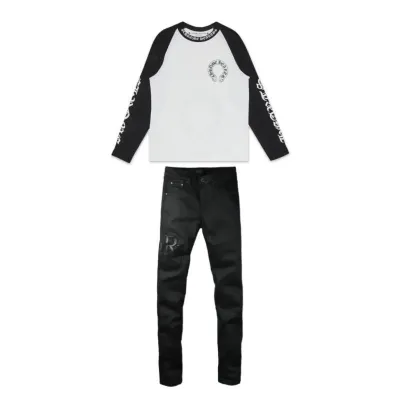 Chrome Hearts Horseshoe Baseball Shirt White/Black + Amiri Jeans PK 8918  01