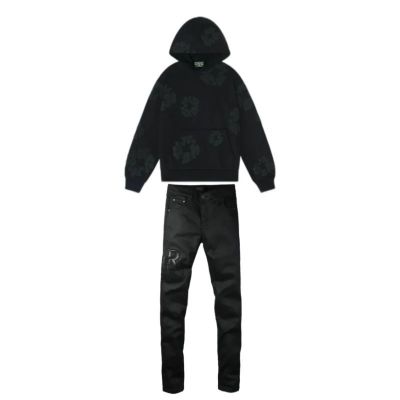 Denim Tears Cotton Wreath Hooded Sweatshirt 'Black Monochrome' + Amiri Jeans PK 8918 01