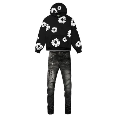 Denim Tears The Cotton Wreath Sweatshirt Black+ Amiri Jeans PK 8908 01