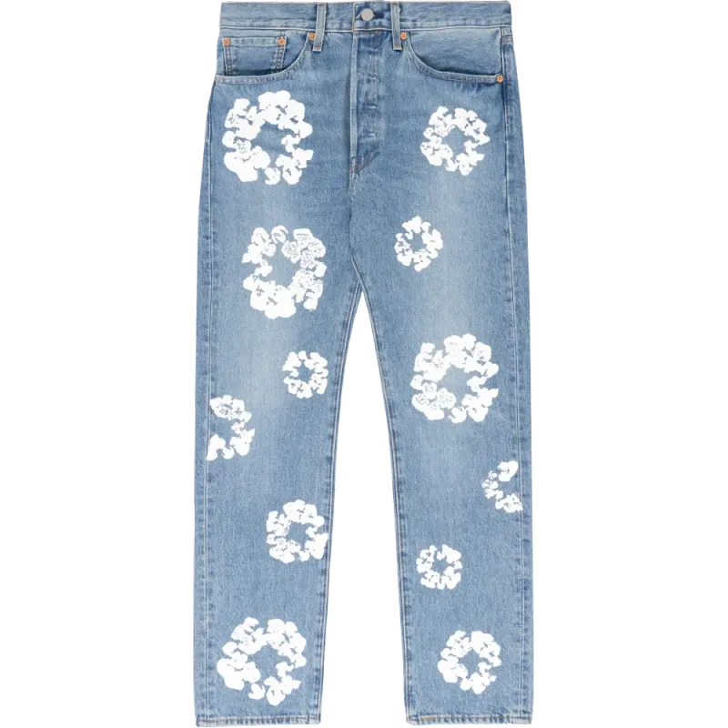 Denim Tears The Cotton Wreath Sweatshirt Royal Blue + DENIM TEARS THE COTTON WREATH JEAN LIGHT WASH