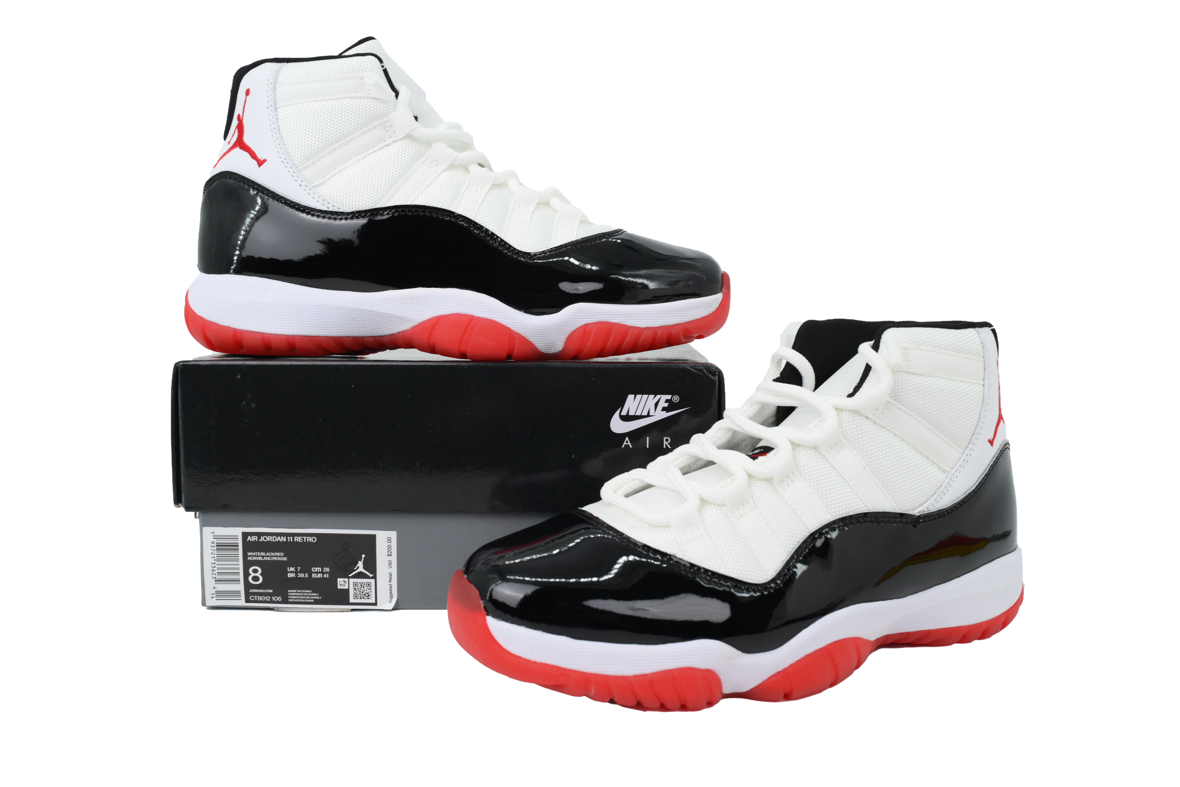 PK God  Air Jordan 11 Retrowhite Black Red CT8012-106