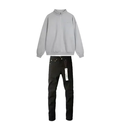 Alo Yoga Accolade 1/4 Zip Pullover Grey + Purple Brand Fashion Men Jeans 4 01