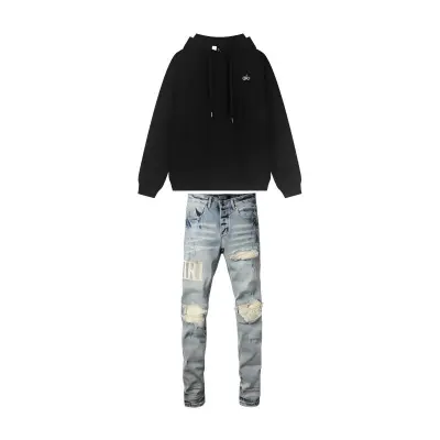 Alo Yoga Accolade Hoodie Black + Amiri Jeans PK 8905 01