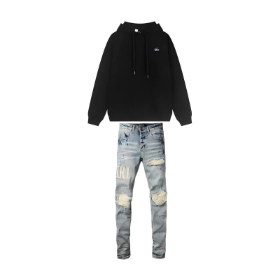 Alo Yoga Accolade Hoodie Black + Amiri Jeans PK 8905 01