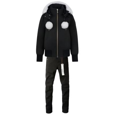 Moose Knuckles ORIGINAL DEBBIE SHEARLING TRIM BOMBER JACKET + Purple Brand Fashion Men Jeans 4 01