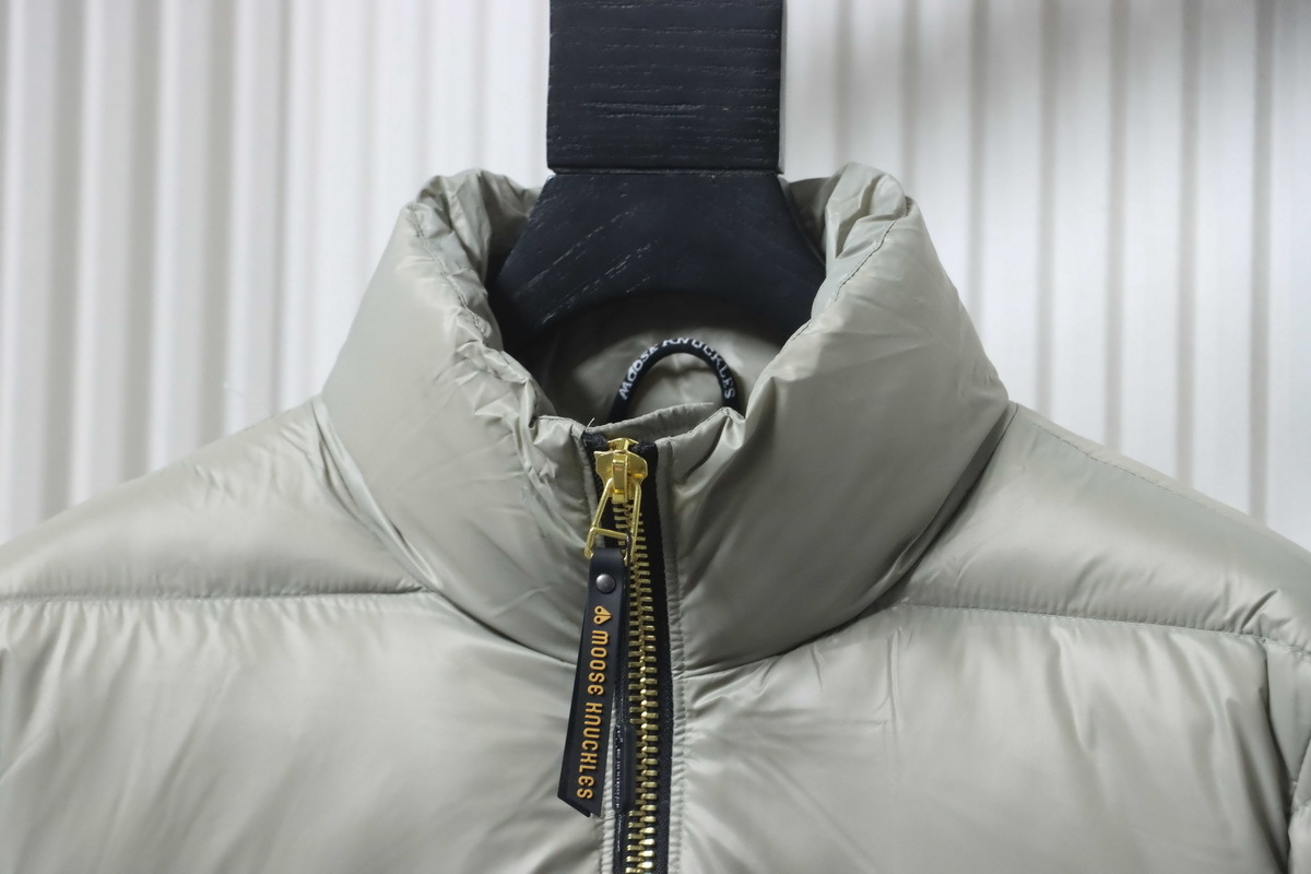 Moose knuckless Gold Scissors Stand Collar Large Plaid Down Jacket Grey
