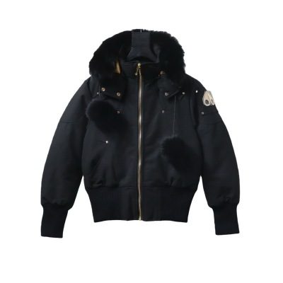 Moose knuckless  Short down jacket with gold scissors design, black 01
