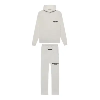 Fear of God Essentials Pullover Hoodie Light Heather Oatmeal + Fear of God Essentials Relaxed Sweatpants (SS22) Light Oatmeal 01