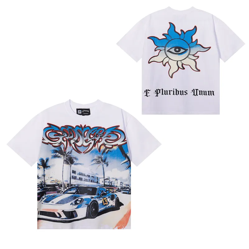 Godspeed Supercar Beach Road T-Shirt #7075 Blue/White/Black