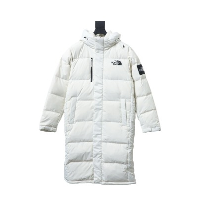 The North Face  long hooded down jacket in white 02