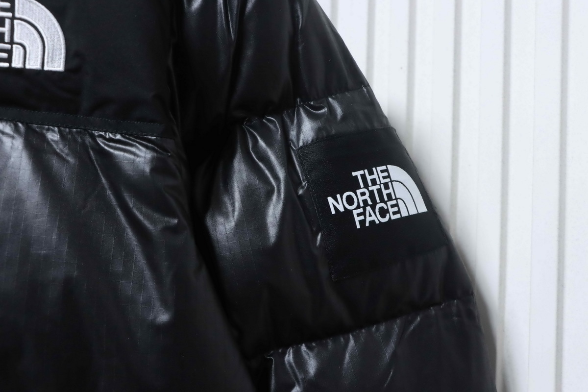 The North Face large plaid down jacket in bIack