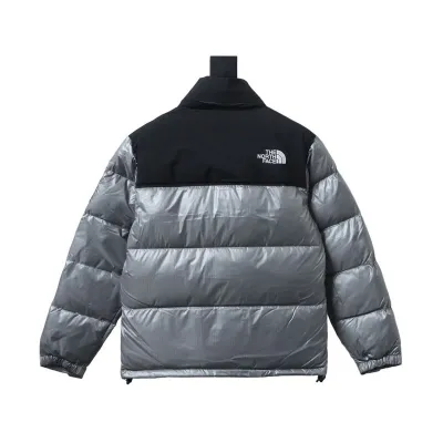 The North Face large plaid down jacket in black and gray 02
