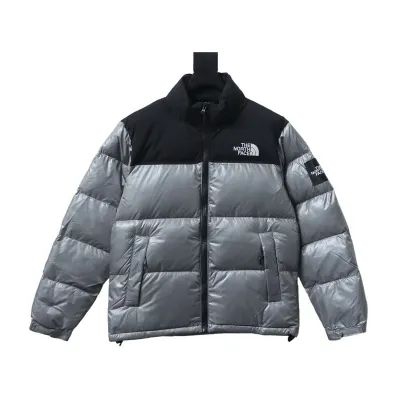 The North Face large plaid down jacket in black and gray 01