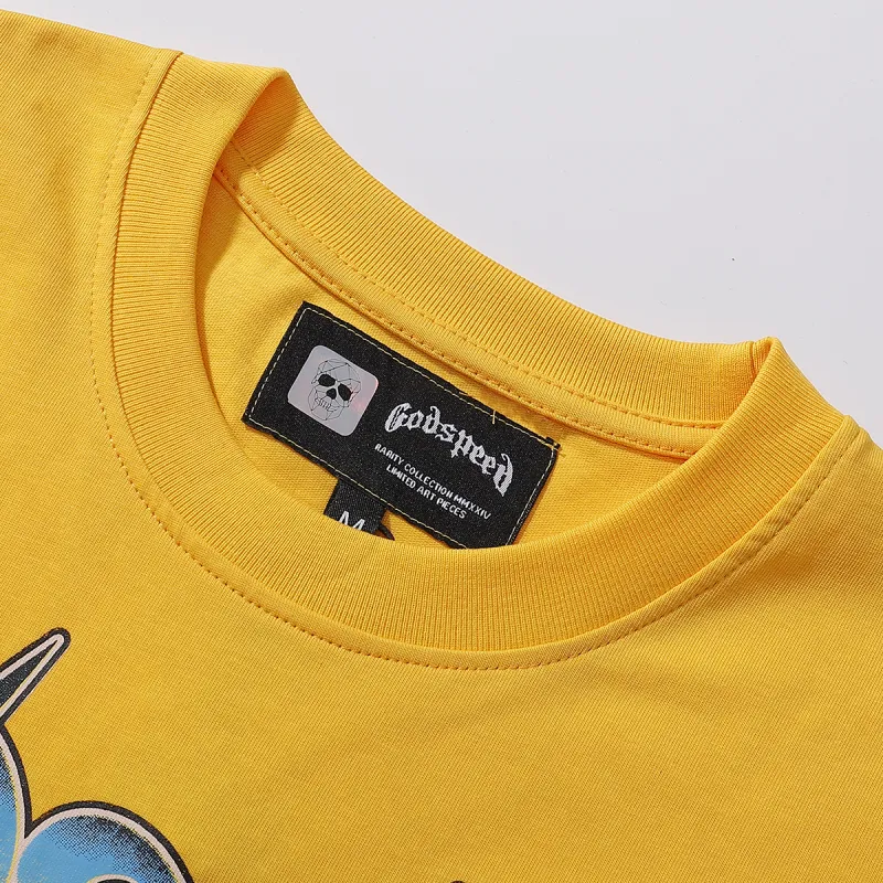 Godspeed Beach Skeleton Surfboard T-Shirt #7073 Yellow/Black/White