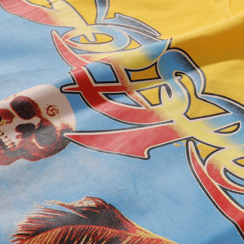 Godspeed Beach Skeleton Surfboard T-Shirt #7073 Yellow/Black/White