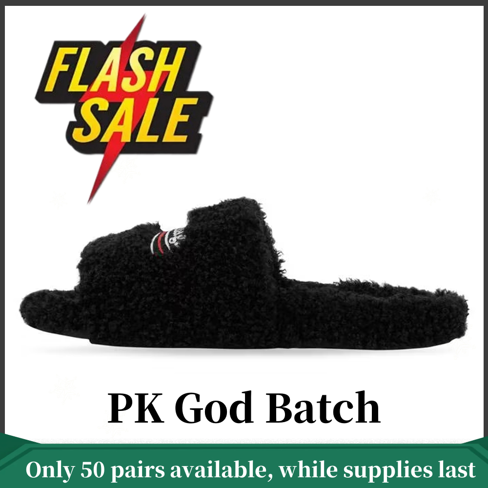 Balenciaga Furry Slides Black Label