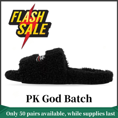 Balenciaga Furry Slides Black Label 01