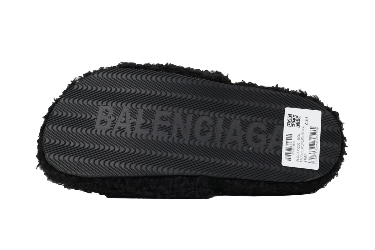 BalenciagaFurry Slides 'Cities Paris Black'