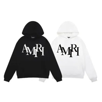 AMIRI Staggered Hoodie #9288 Black/White 01