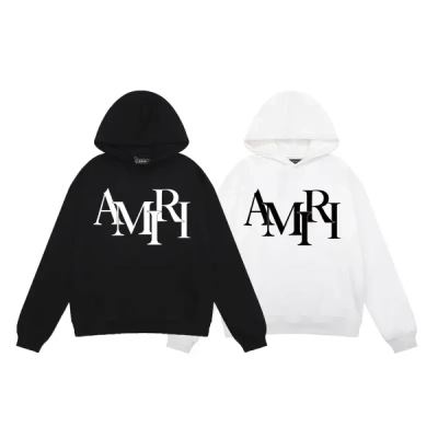 AMIRI Staggered Hoodie #9288 Black/White 01