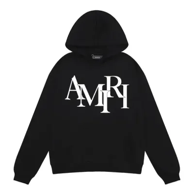 AMIRI Staggered Hoodie #9288 Black/White 02