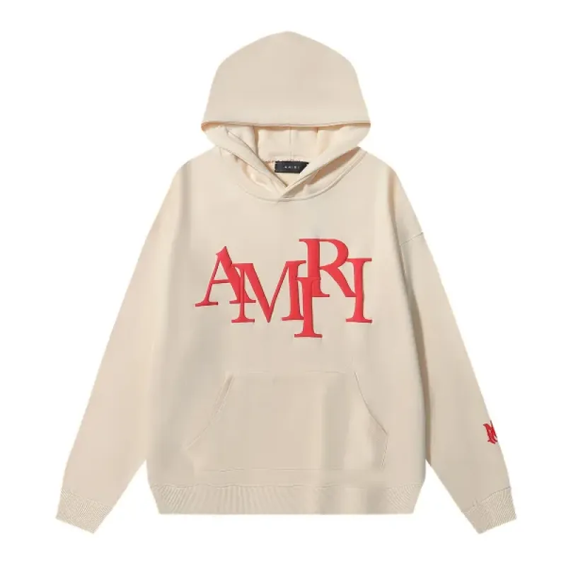 AMIRI Staggered Logo Hoodie #9273 Pure Black/Apricot/Black White/Green/Sky Blue/White