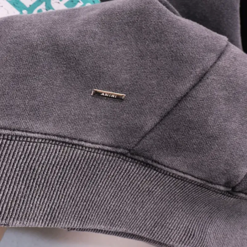 AMIRI Lounge Crystal Embellished Distressed Graphic Hoodie #5889 Black/Apricot