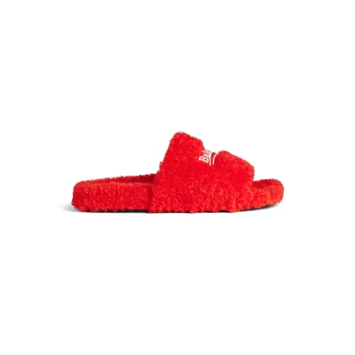 Balenciaga Furry Slides Red 02