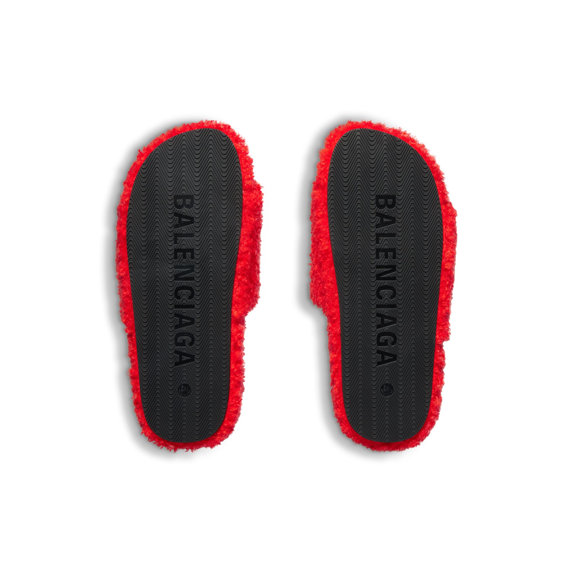 Balenciaga Furry Slides Red
