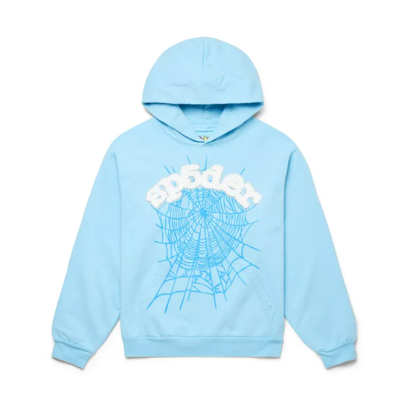 Sp5der Hoodie Sky Blue + Purple Brand Fashion Men Jeans 4
