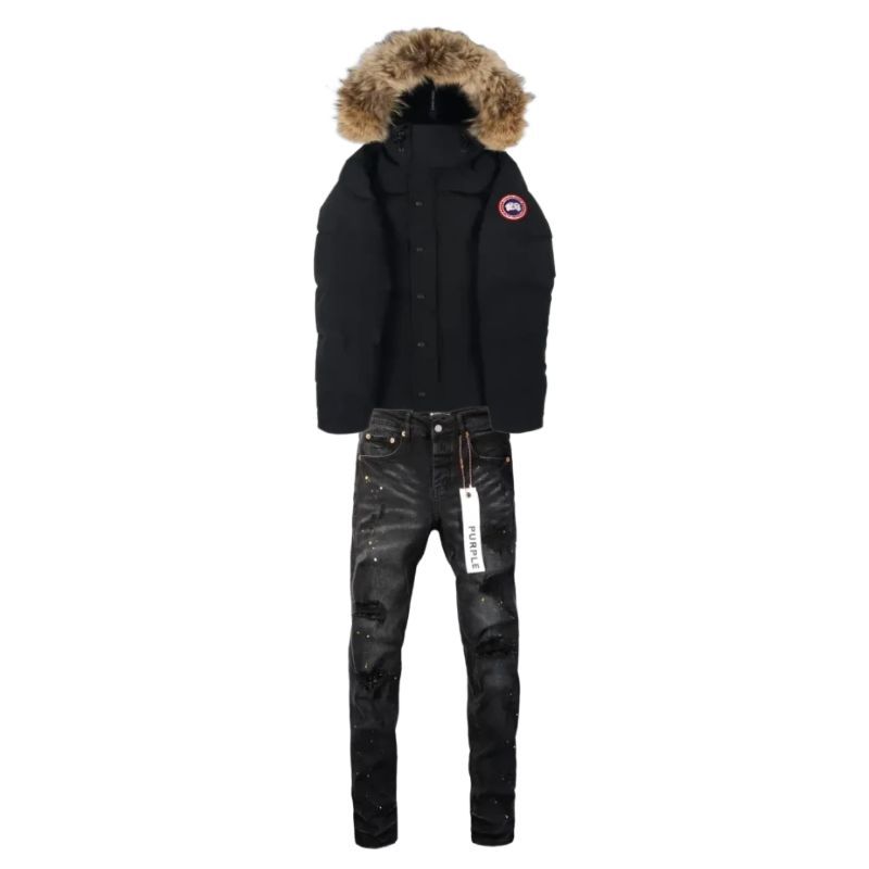 Canada Goose Wyndham Parka + Purple Brand Fashion Men Jeans 6