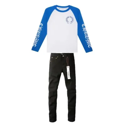 Chrome Hearts CH Baseball Shirt White/Blue CH-536 + Purple Brand Fashion Men Jeans 4 01
