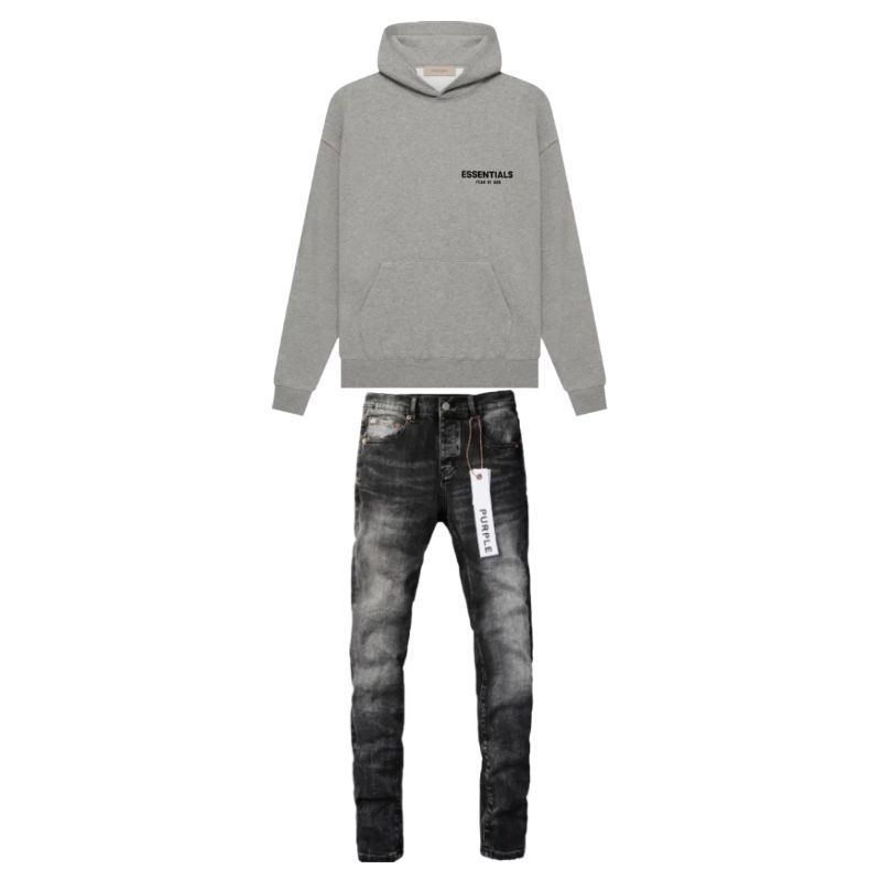 Fear of God Essentials Relaxed Hoodie Dark Oatmeal + Purple Brand Fashion Men Jeans 5