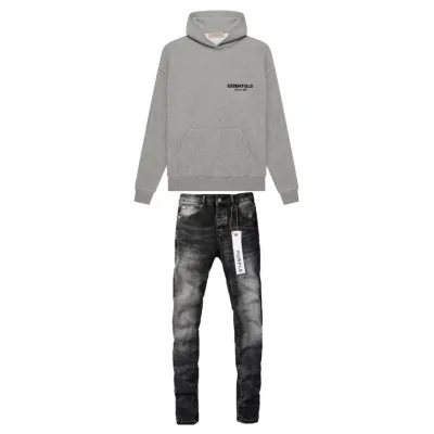 Fear of God Essentials Relaxed Hoodie Dark Oatmeal + Purple Brand Fashion Men Jeans 5 01
