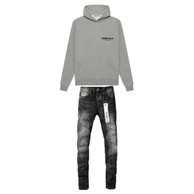 Fear of God Essentials Relaxed Hoodie Dark Oatmeal + Purple Brand Fashion Men Jeans 5 01