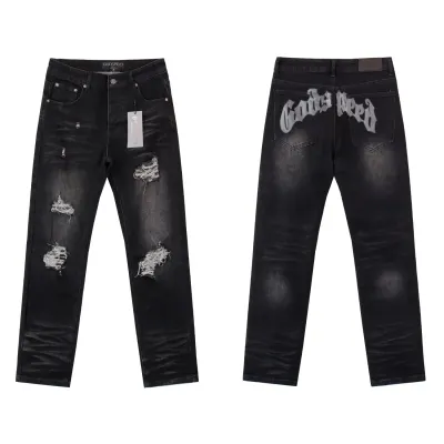  Godspeed Casual Comfort Holes Straight Jeans #8211 Black 01