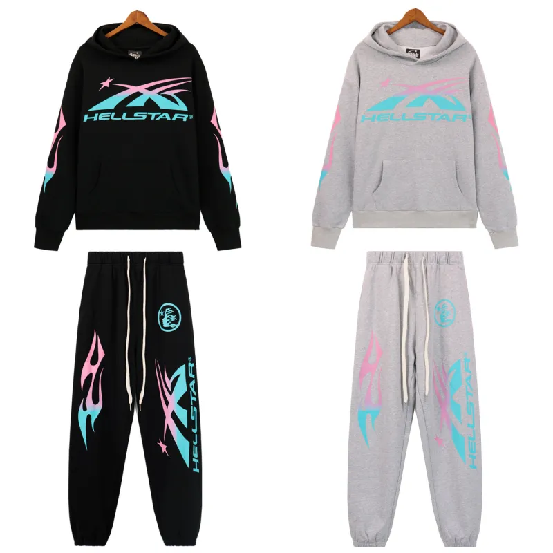 Hellsatr Pink-Blue Colorful Tracksuit #5659-8192 Black/Gray