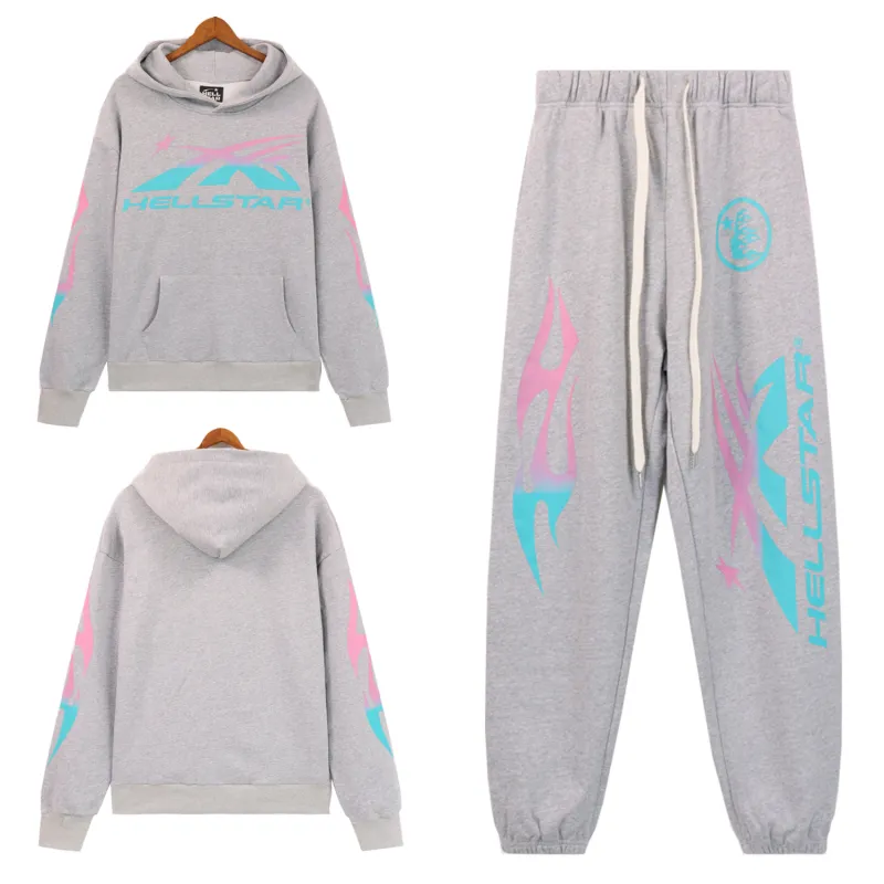 Hellsatr Pink-Blue Colorful Tracksuit #5659-8192 Black/Gray