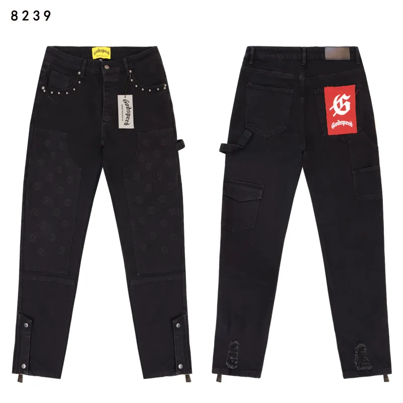 Godspeed Embroidered Multi-Pocket Jeans #8239 Black